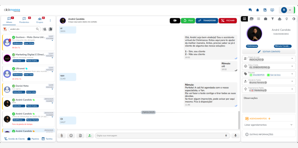 exemplo real do chatbot da clickmassa