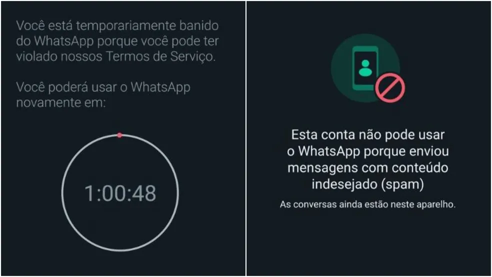 whatsapp bloqueado por spam