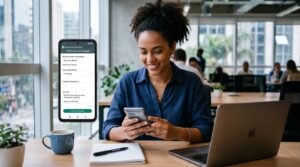 template whatsapp business: profissional criando modelo de mensagem aprovado no celular