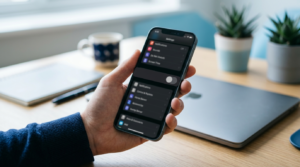 Como desativar o Meta Business Agent: celular com botão de desligar recurso em destaque