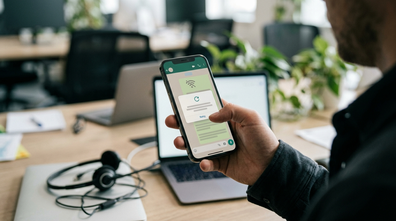 WhatsApp Business desloga sozinho: celular mostrando tela de reconexão do aplicativo